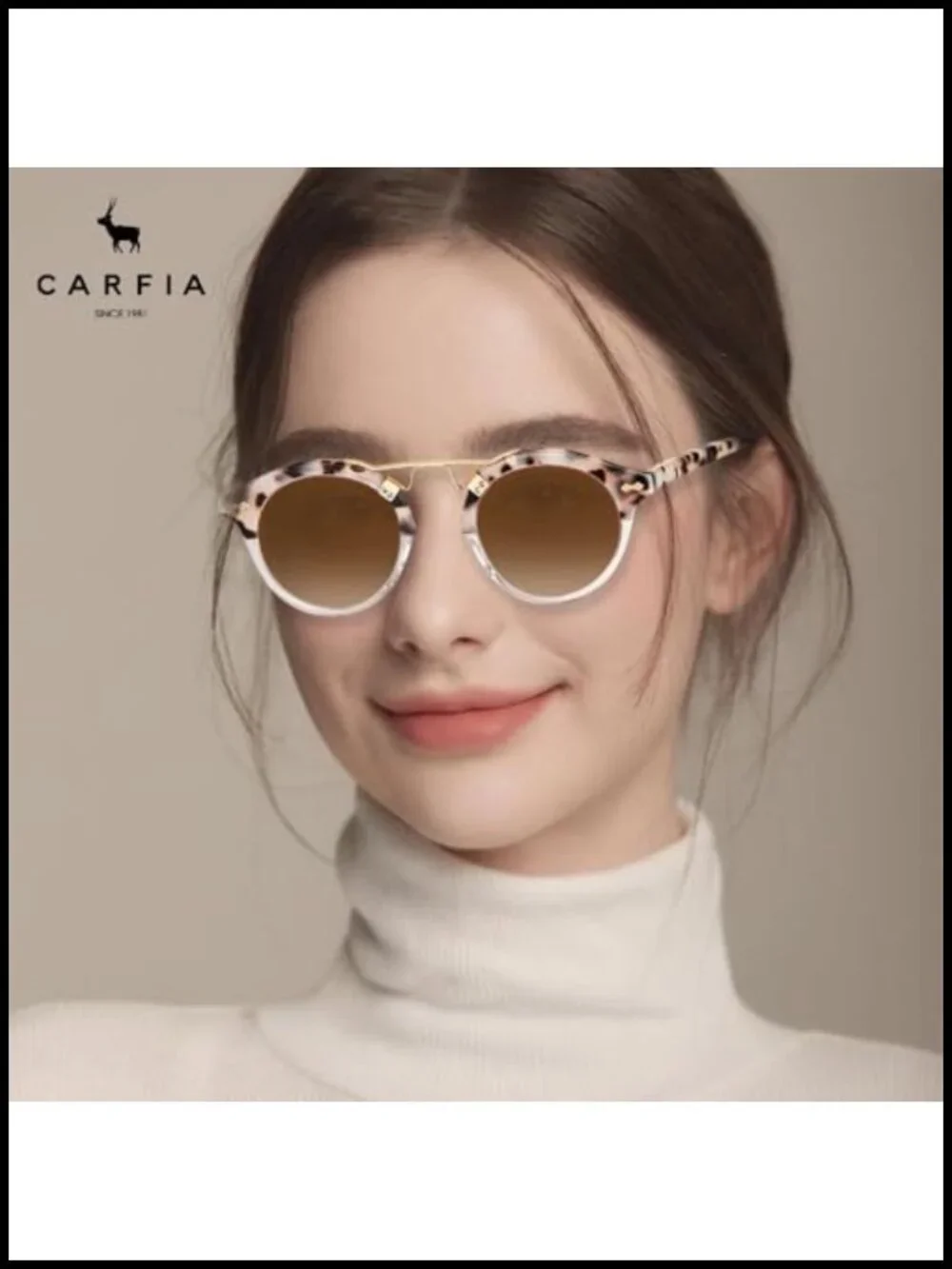 Double Bridge Retro Round Acetate Sunglasses for Women Polarized UV Protection